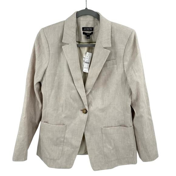 J Crew Helena Blazer in stretch linen flax ivory Size 6 - Picture 1 of 7